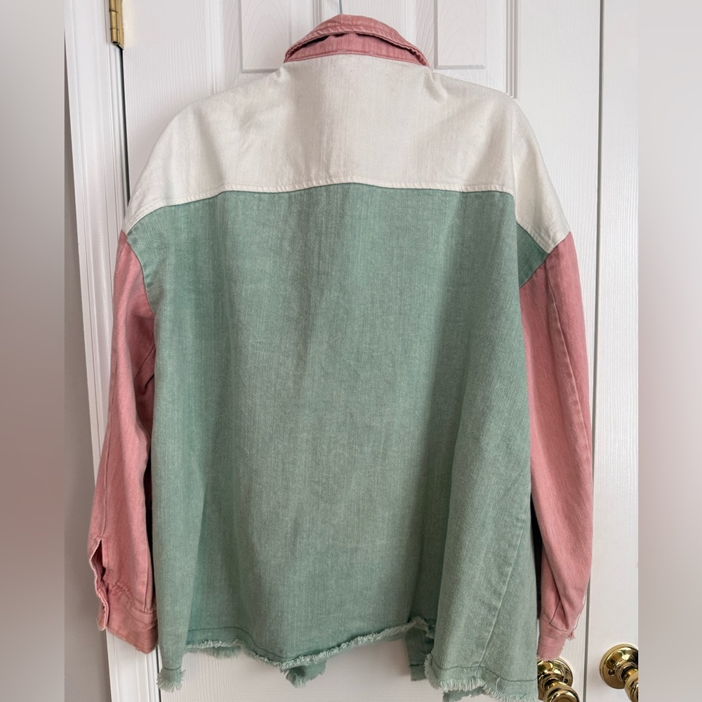 Pink and Green Colorblock Jacket - Picture 2 of 3